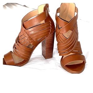 Aldo Gilang Strappy brown leather chunky heels